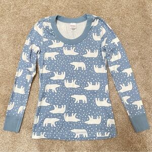 Hanna Andersson Women’s XS PJ Top Polar Bear Organic Cotton Blue White Pajama